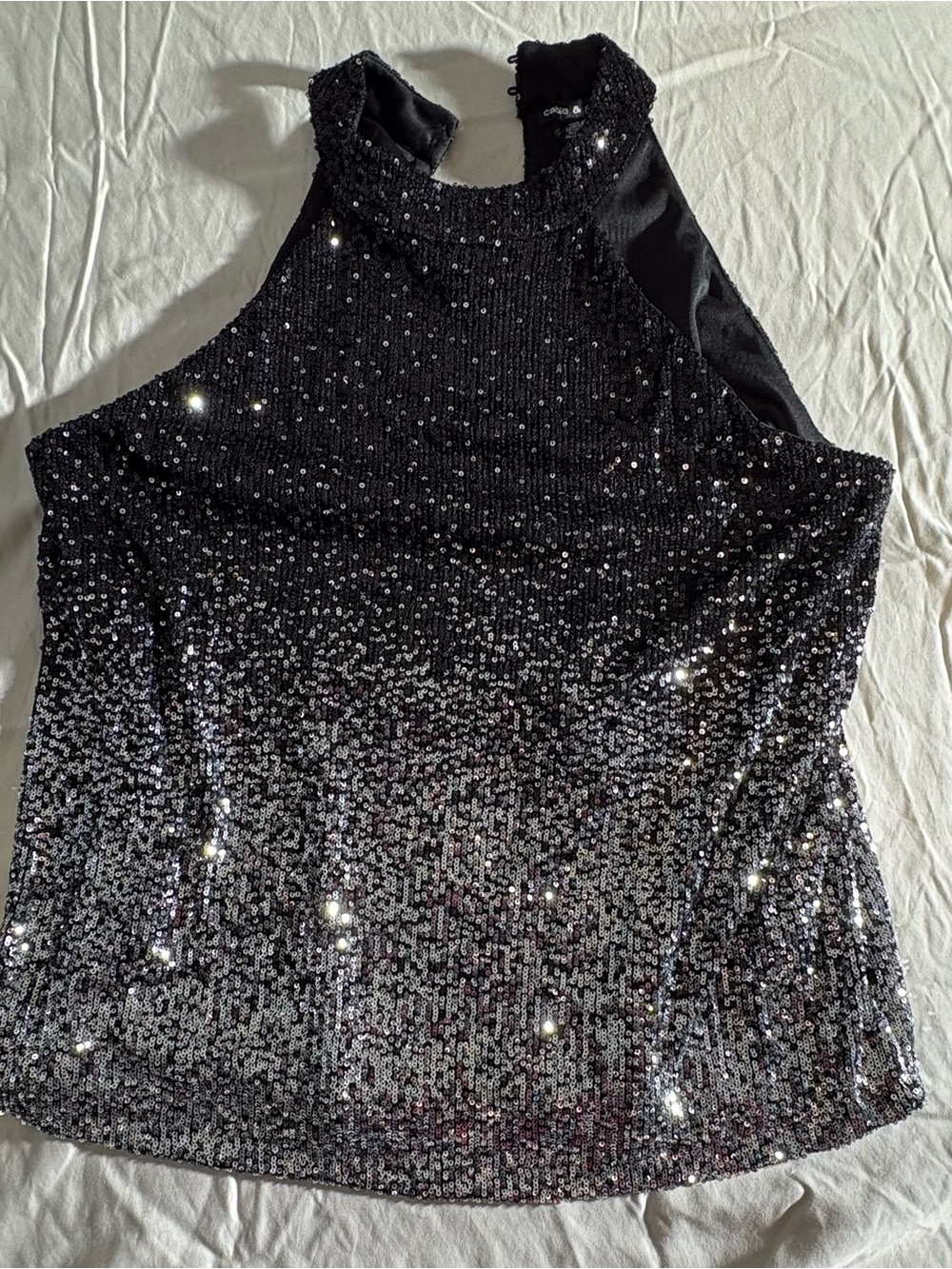 Cable & Gauge Black Sequin Halter Cami